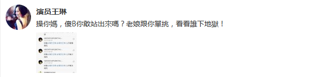 王琳微博再撕噴子:你敢站出來嗎?老娘跟你單挑