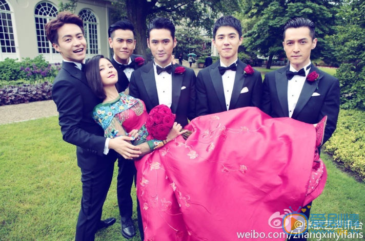 袁弘張歆藝德國古堡大婚現場照  伴娘伴郎史上顏值最高