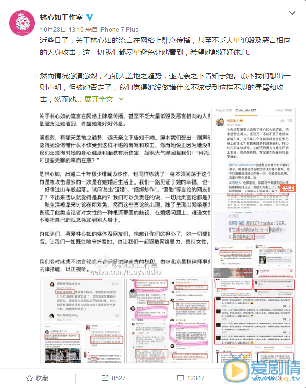 林心如遭語言人身攻擊，工作室發聲明將使用法律武器