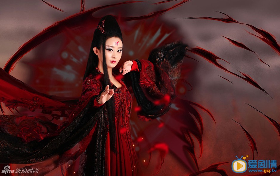 《花千骨》曝趙麗穎紅衣絕美霸氣妖神劇照(組圖)