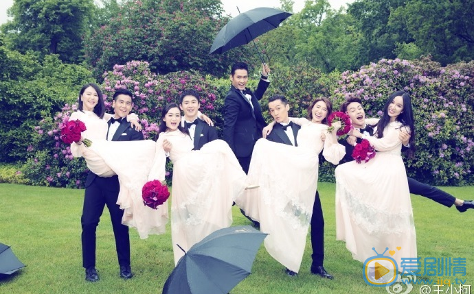 袁弘張歆藝德國古堡大婚現場照  伴娘伴郎史上顏值最高